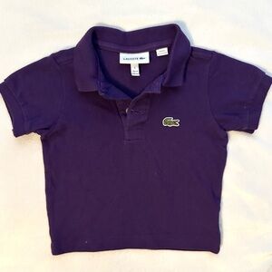Lacoste Baby Purple Polo Shirt 12M Short Sleeves Collared Crocodile Girls Boys